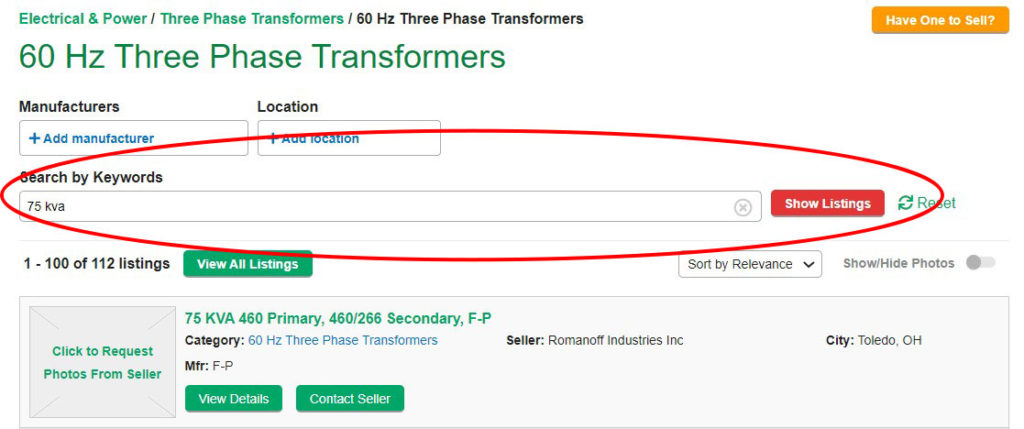 Transformer search example