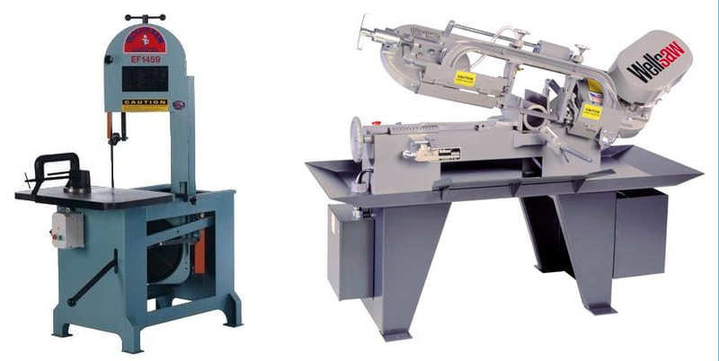 Example of a vertical and horizontal bandsaw