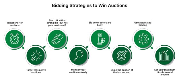 Bidding strategies to win auctions infographic