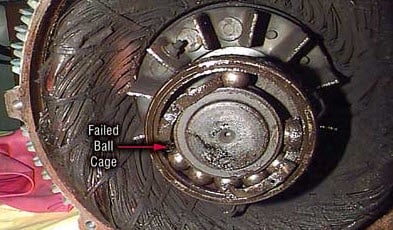 Failed ball cage inside of a motor 