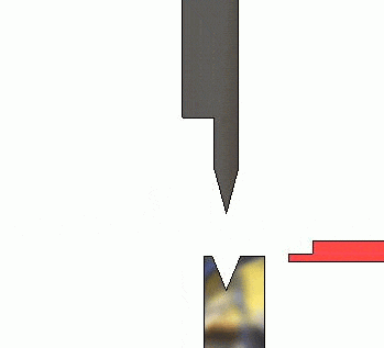 Basic principle of a press brake bending metal.