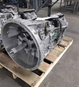 Large truck transmission on a pallet