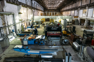 warehouse full of machinery